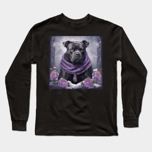 Staffy In Snow Long Sleeve T-Shirt